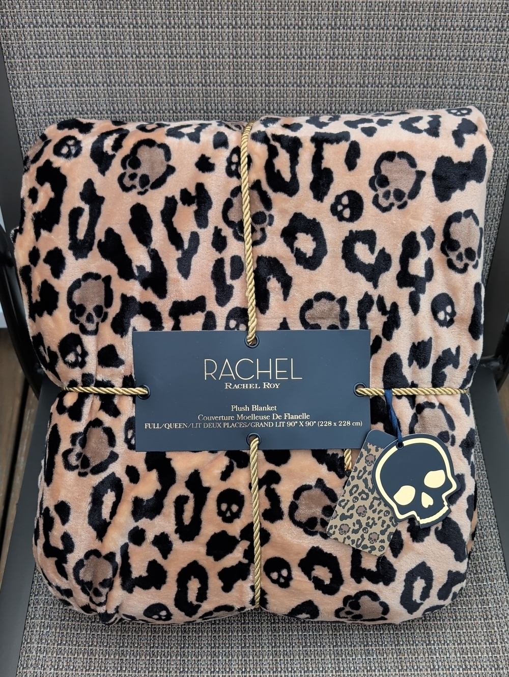 Rachel Roy "Leopard Skull" Plush Full/Queen Blanket NWT
